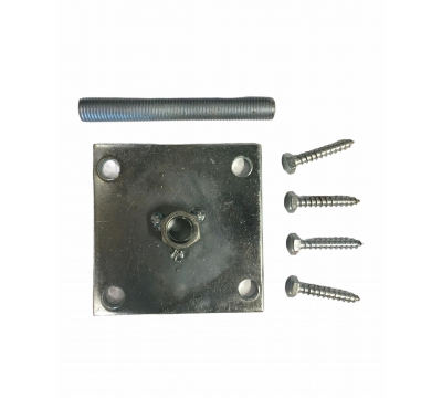 Complete set bevestigingsplaat 11 x 11 cm met moer M16 + houtdraadbouten