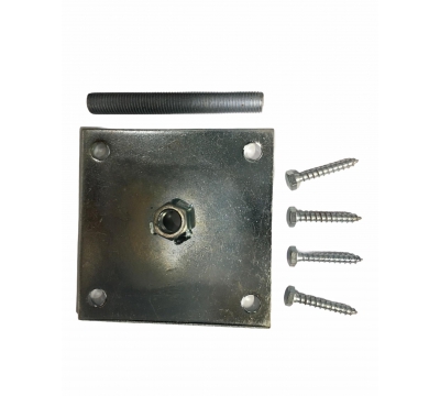 Complete set bevestigingsplaat 14 x 14 cm met moer M16 + houtdraadbouten